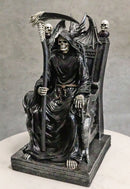 Ossuary Gothic Grim Reaper Seated On Skulls And Dragon Throne With Scythe Statue