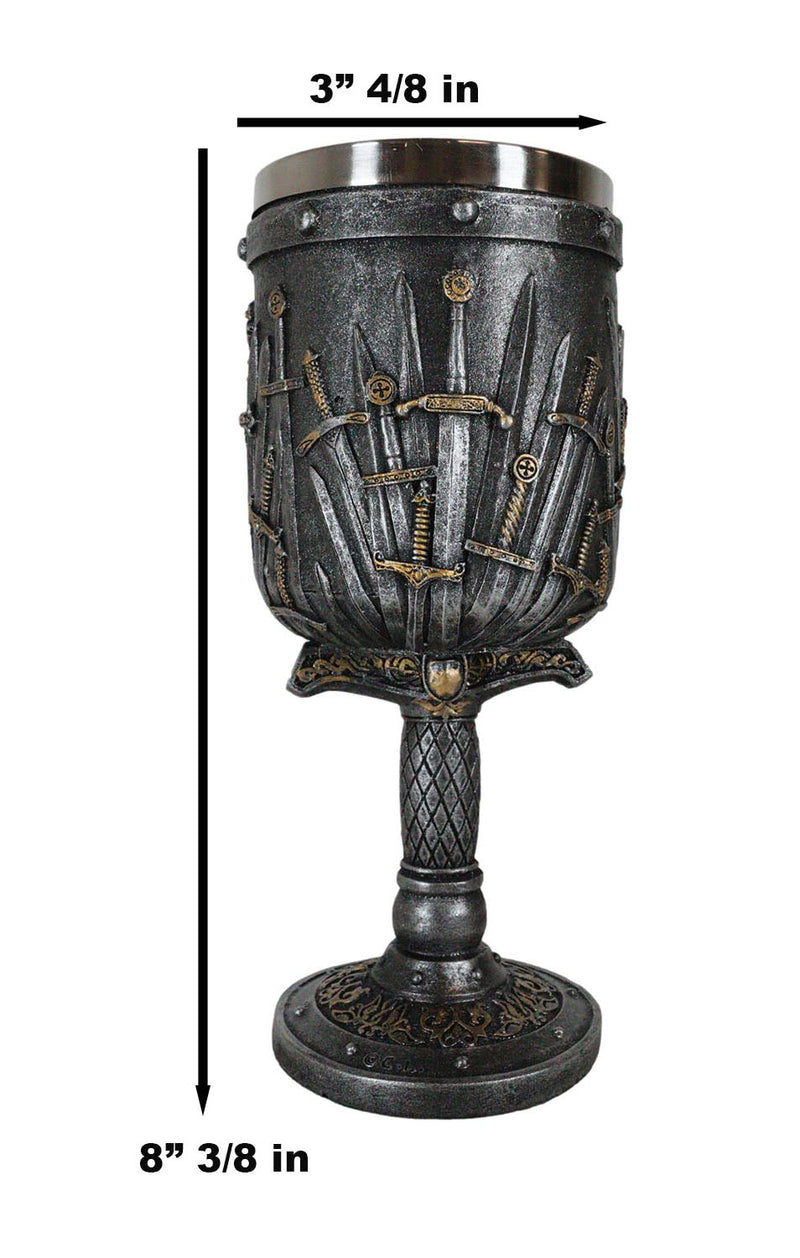 Ebros Medieval Iron Throne Of Valyrian Steel Swords Armory Wine Goblet Chalice With Dragon Scales Sword Handle Stem 12oz Dungeons And Dragons Elixir Of Life GOT Themed Accessory Party Prop Decor