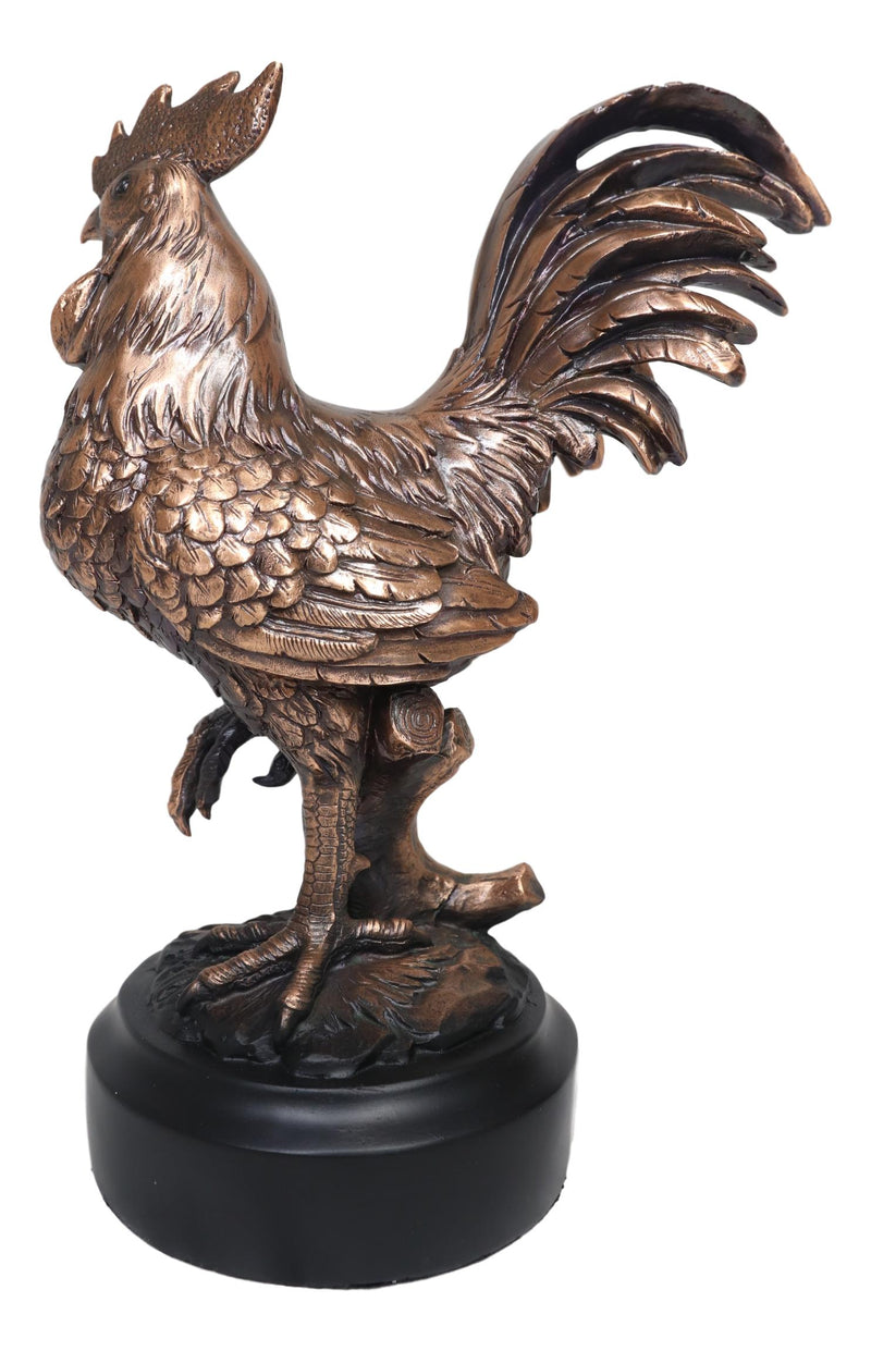 Ebros Decorative Sunshine Country Farm Rooster Bronze Electroplated Statue