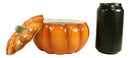 Ebros Home Kitchen Gourmet Bright Orange Ceramic Pumpkin Soup Or Dessert Bowl With Lid