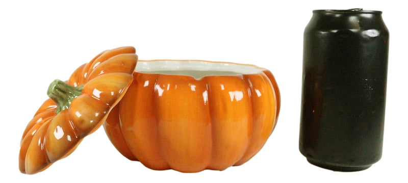 Ebros Home Kitchen Gourmet Bright Orange Ceramic Pumpkin Soup Or Dessert Bowl With Lid