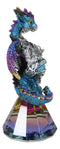 Blue Iridescent Armored Rainbow Wyrmling Dragon With Faux Crystal Prism Figurine