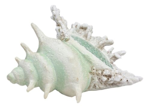 Large Ocean Sea Shell Conch Statue With Mosaic Crushed Glass 6.5"L Seashells Art