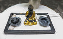 Golden Robe Buddha Monk Zen Garden With Pebbles Sand And Rake Decorative Set