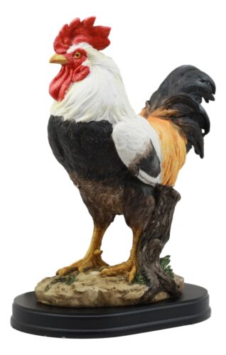 Black Breasted Rooster Statue With Base 7"Tall Proud Country Chicken Figurine