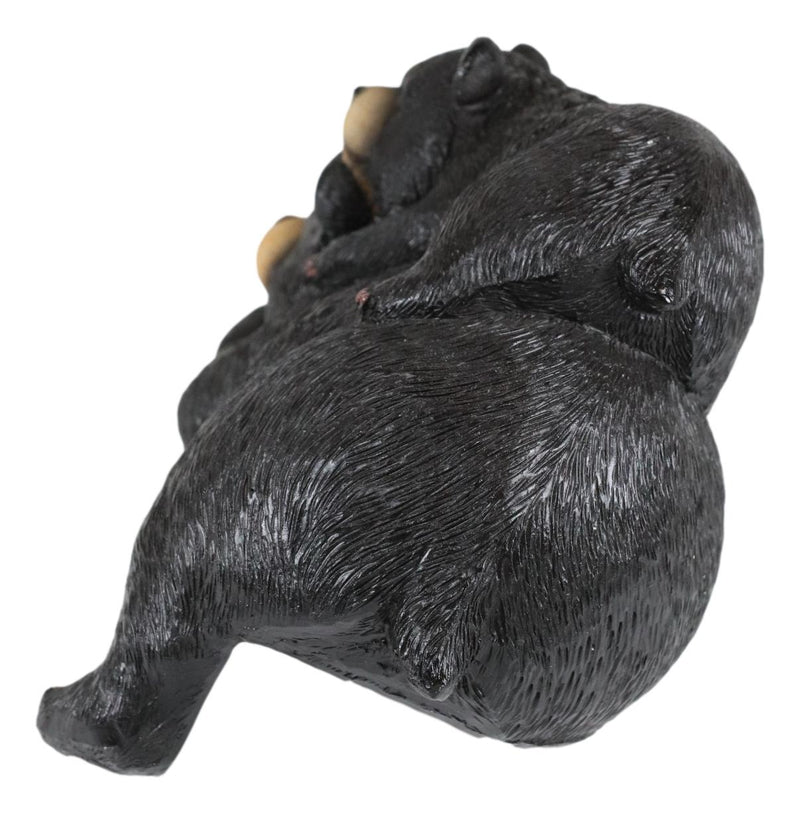 Ebros Rustic Forest Black Mama Bear And Cub Cuddling Shelf Snoozer Sitter Figurine