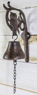 Cast Iron Rustic Western Wise Owl On Branch Scrolls Door Wall Dinner Yard Bell