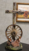 Country Western Wagon Wheel Cowboy Horse Saddle Rugged Cross Desktop Plaque