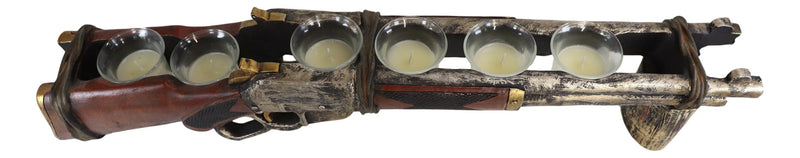 Rustic Western Hunter Rifle Gun 6 Votive Tea Light Glass Inserts Candle Holder