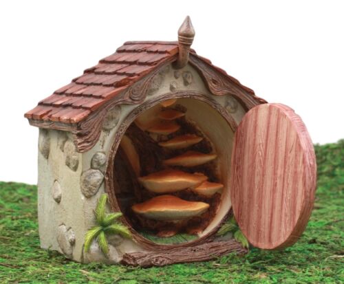 Miniature Fairy Garden Cottage Dome House W/ Door & Toadstool Stairs Figurine