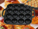 Ebros Personal Traditional Cast Iron Japanese Takoyaki Plate Pan 16 Holes Grill