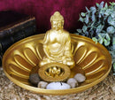 Ebros Feng Shui Golden Meditating Buddha Zen Dish With Pebbles & Lotus Flower