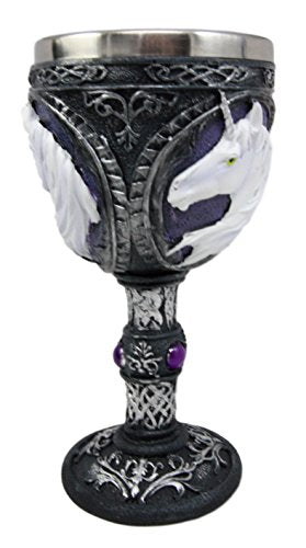 Ebros Large Unicorn Wine Of Purity Goblet Chalice Cup Figurine 8oz Fantasy Decor