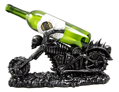 Ebros Hell Ghost Rider Skull Chopper Motorbike Wine Holder