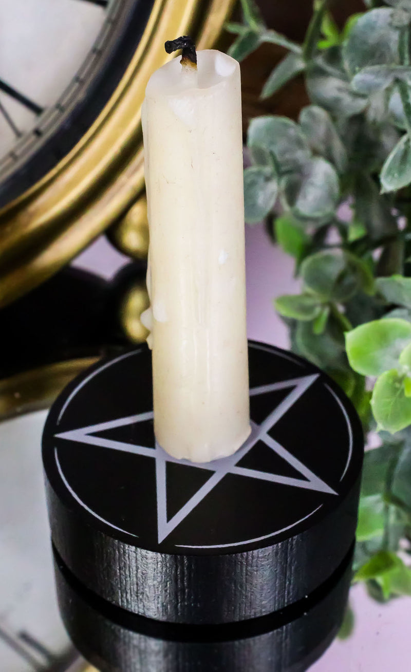 Set Of 2 Occult Wicca Witchcraft Pentagram Star Circle Spell Candle Holders