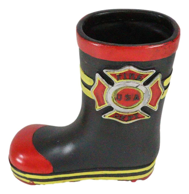 Fire Fighters Fireman Red Black and Yellow Boot Stationery Holder Flower Vase