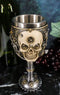 Silver Steampunk Mechanical Gearwork Skull Face Wine Goblet Drink Chalice Cup