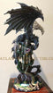 Ebros Large 23.5" Tall Black Dragon Guarding Castle Atop A Rocky Cliff Statue