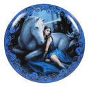 Set Of 4 Fantasy Enchanted Forest Sacred Unicorn And Maiden Dessert Salad Plates