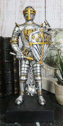 Medieval Eagle Heraldry Knight Crusader Le Fleur Shield And Mace Flail Figurine