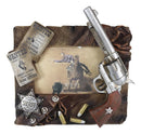 Western Outlaw Fugitive Wanted Sherriff Pistol Badge Bullets Photo Picture Frame