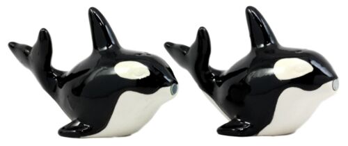 Ebros Killer Whale Orcas Ocean Marine Sea Life Salt & Pepper Shakers Set Ceramic