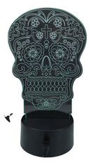 Ebros DOD Floral Sugar Skull Acrylic Art Panel Colorful LED Night Light