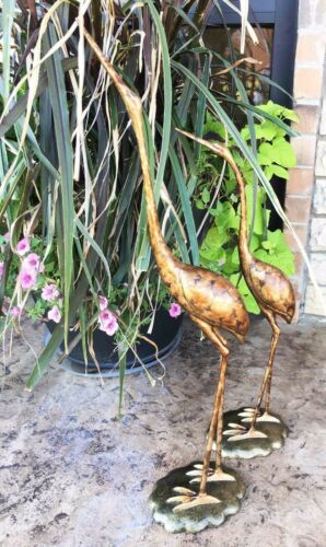 Large Pair Of Lover Birds Crane Mating Dance Outdoor Aluminum Garden Statue