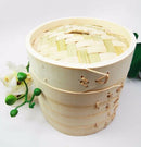 Dimsum High Tea 6" Diameter Bamboo Steamer - Stackable Two Baskets With One Lid