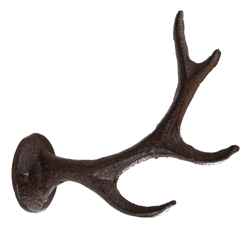 Set Of 3 Cast Iron Western Rustic Stag Deer Crown Antler Wall Coat Keys Hooks