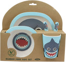 Ebros Fish Shark 5 Piece Organic Bamboo Dinnerware Set For Kids Children Toddler