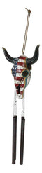 Large Rustic Western Patriotic Bull Cow Skull With US Flag Decorative Wind Chime