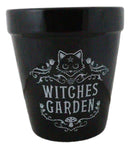 Black Cat Witches Garden Wicca Witchcraft Apothecary Flower Herbs Planter Pot