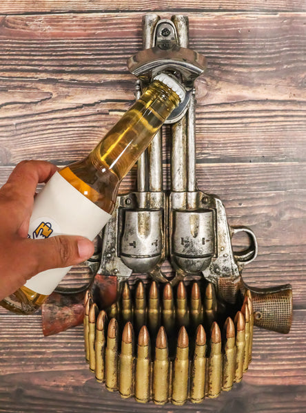 Ebros Gift Western Cowboy Dual Pistol Guns And Bullets Wall Bottle