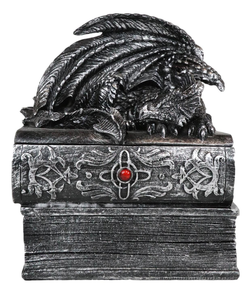 Ebros Medieval Fantasy Dragon Guardian of Knowledge Decorative Jewelry Box Figurine