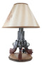 Western Wild West Triple Six Shooters Revolver Guns Side Table Lamp Statue Decor