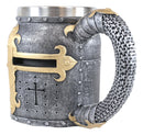 Ebros Gift Medieval Templar Crusader Knight Suit of Armor Helmet Beer Stein Tankard Coffee Cup Mug