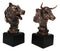 Stock Market Roaring Bear And Bull Bust Bronze Electroplated Resin Figurines Set