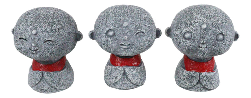 Ebros Gift Decorative Jizo Monks Set of 3 Figurine 2.5" Height Charm Small Japan