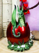 Ebros Amy Brown Holiday Green Mischief Dragon Hiding in Red Egg Ornament Figurine