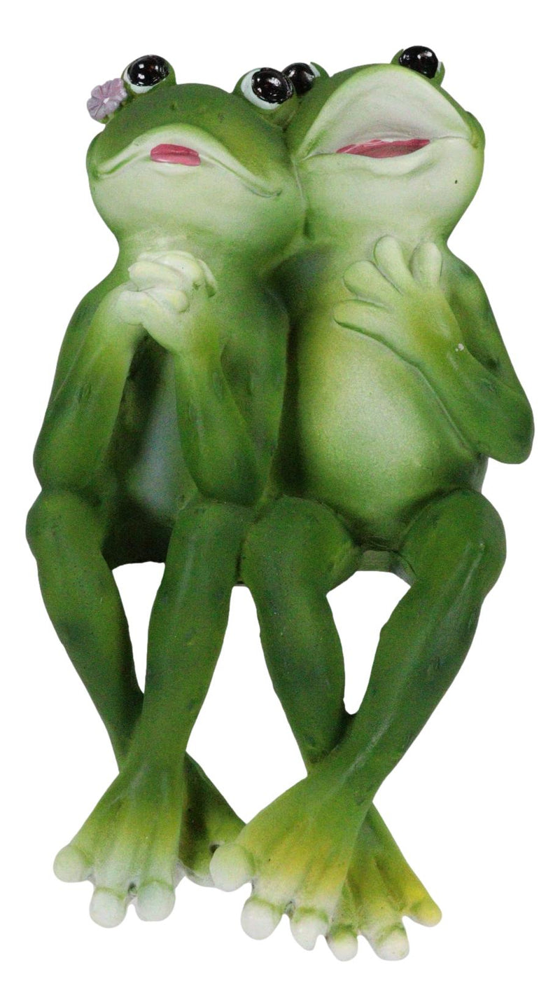 Ebros Large Verdi Green Aluminum Mama Frog And Baby Frog Fishing