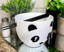 Whimsical Ceramic White Giant Panda Bear Ramen Noodle Bowl With Chopsticks Set