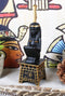 Egyptian Goddess Maat Squatting On Pedestal with Ostrich Feather Statue 6" H