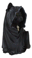 Black Cat With Zealot Sorcerer Cloak And Necromancer Skull Necklace Figurine