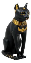 Black And Gold Bastet Cat Statue Ubasti Egyptian Goddess Of Protection & Home