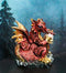 Metallic Red With Gold Streaks Dragon Holding Egg With Baby Hatchling Figurine