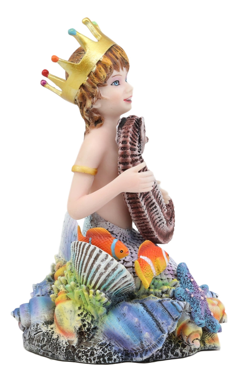 Ebros Sheila Wolk Ocean Treasure Chest Merboy with Seahorse Starfish Clownfish 7"H