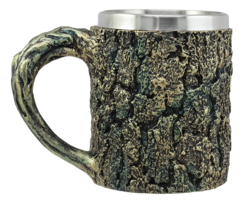 Ebros Totem Spirit Alpha Gray Wolf Mug Textured With Rustic Tree Bark Design In Painted Bronze Finish 12oz Drink Beer Stein Tankard Coffee Cup