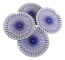 Pack Of 4 White And Blue Geometric Focus Porcelain Round Dinner Entree Plates