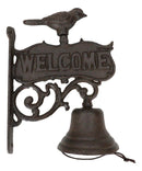 Cast Iron Rustic Western Country Bird Welcome Sign Door Wall Dinner Yard Bell